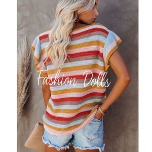 S-XL Margot Sunkissed Ruffle Loop Waffle Top New